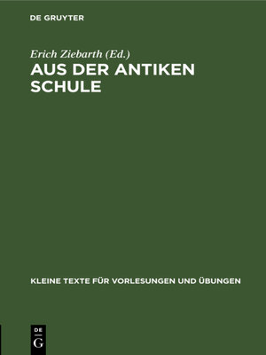 cover image of Aus der antiken Schule